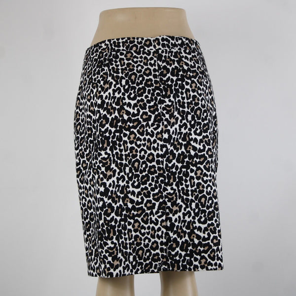 J Crew NEW $85 The Pencil Skirt Sz 10 Black White Animal Print 100% Cotton Skirt