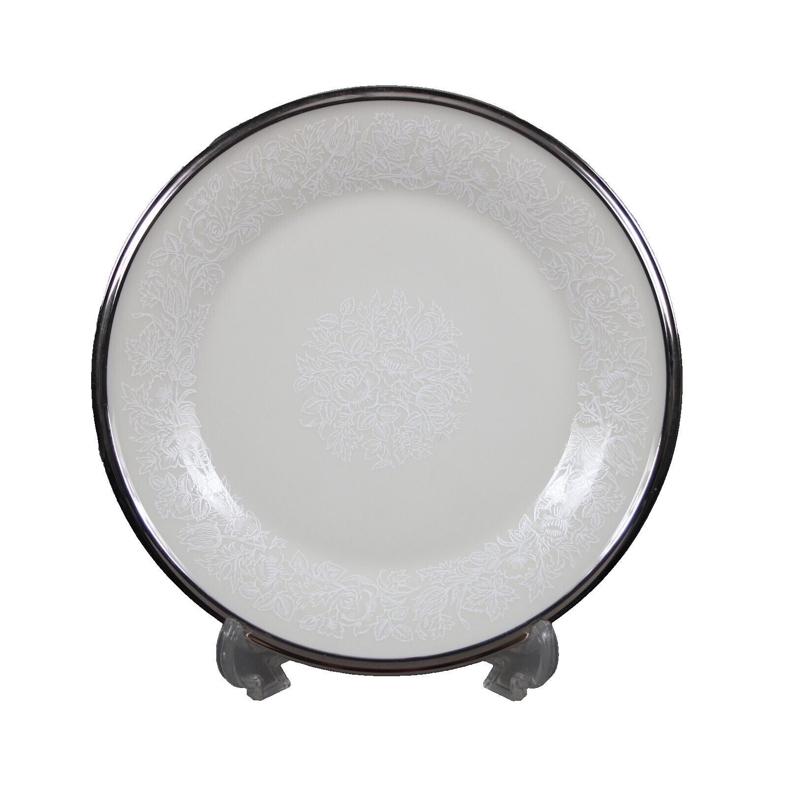 Lenox Moonspun Cream White Silver Platinum? Floral Design China 6.5" Plate