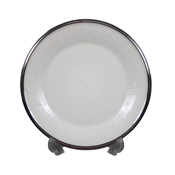 Lenox Moonspun Cream White Silver Platinum? Floral Design China 6.5" Plate