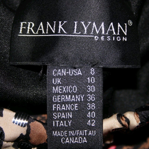 Frank Lyman Sz 8 Black Burgundy Multi Paillette Keyhole Neck Polyester Dress