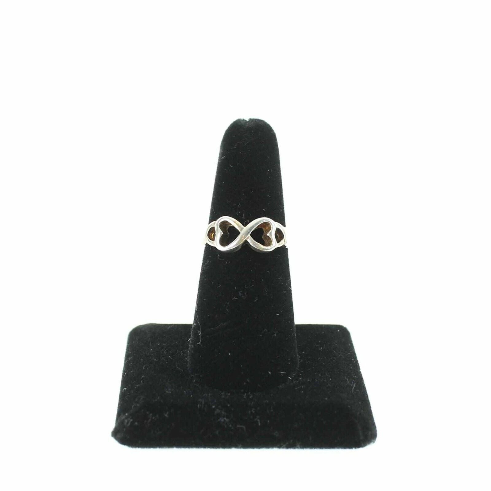 Sterling Silver Sz 8 Double Heart Infinity Ring