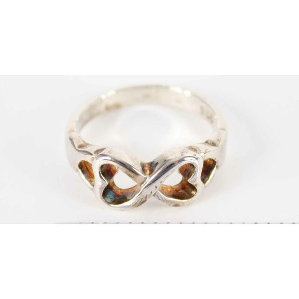 Sterling Silver Sz 8 Double Heart Infinity Ring