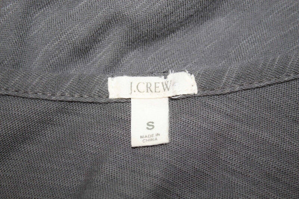 J Crew Sz S Dark Taupe Beaded Ruffle Front Cotton Silk Polyester Top