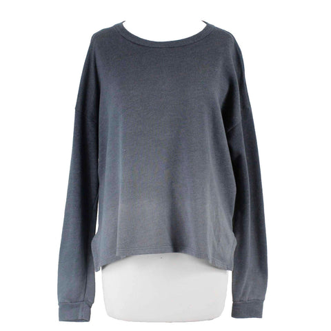 LNA Sz XS Navy Blue Oversize Hi Lo Side Zip Ombre Poly Cotton Blend Top