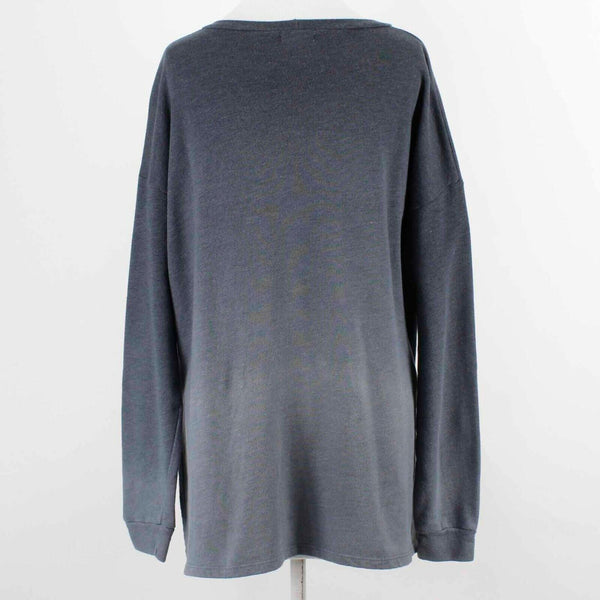LNA Sz XS Navy Blue Oversize Hi Lo Side Zip Ombre Poly Cotton Blend Top
