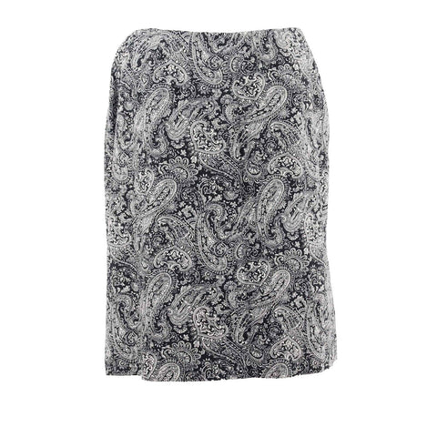 Charter Club Sz 14 Black White Paisley Zip 6in Split Side All Cotton Skirt