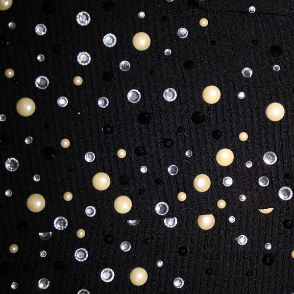 Joan Rivers Sz M Black White Silver Rhinestones Lined Collar Poly Spandex Jacket