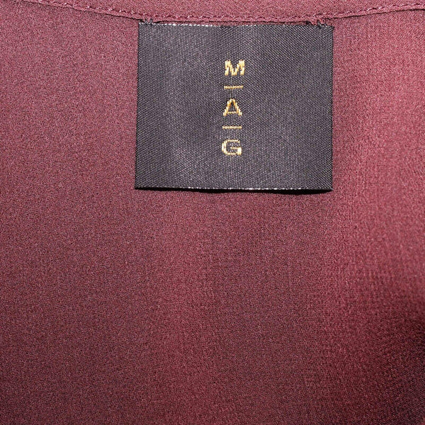 MAG NEW Sz 14 Raisin Soft Burgundy Asymmetrical Sheer 100% Silk Top