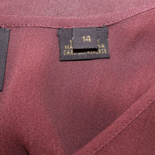 MAG NEW Sz 14 Raisin Soft Burgundy Asymmetrical Sheer 100% Silk Top