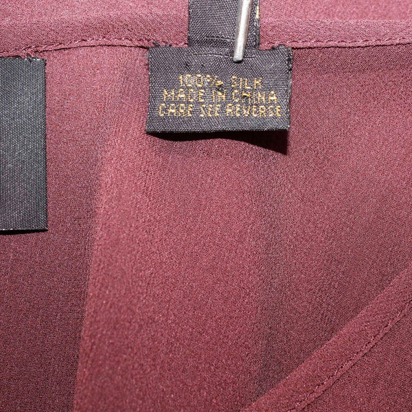 MAG NEW Sz 14 Raisin Soft Burgundy Asymmetrical Sheer 100% Silk Top