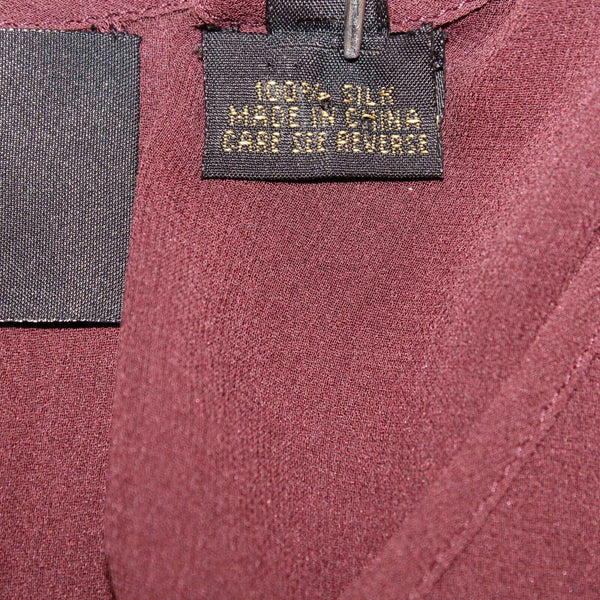 MAG NEW Sz 14 Raisin Soft Burgundy Asymmetrical Sheer 100% Silk Top