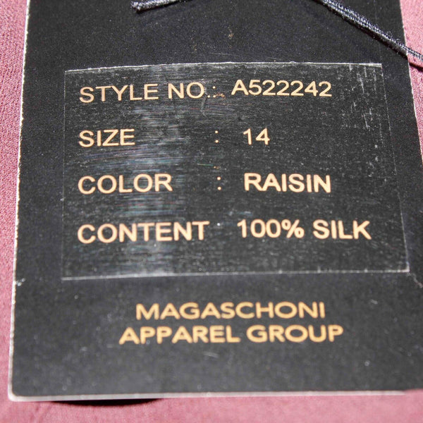 MAG NEW Sz 14 Raisin Soft Burgundy Asymmetrical Sheer 100% Silk Top