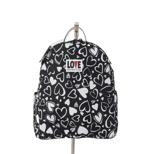 Brighton Backpack NEW Endless Love 12 x 9 x  4 Black White Heart Fabric Backpack