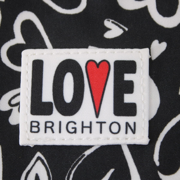 Brighton Backpack NEW Endless Love 12 x 9 x  4 Black White Heart Fabric Backpack