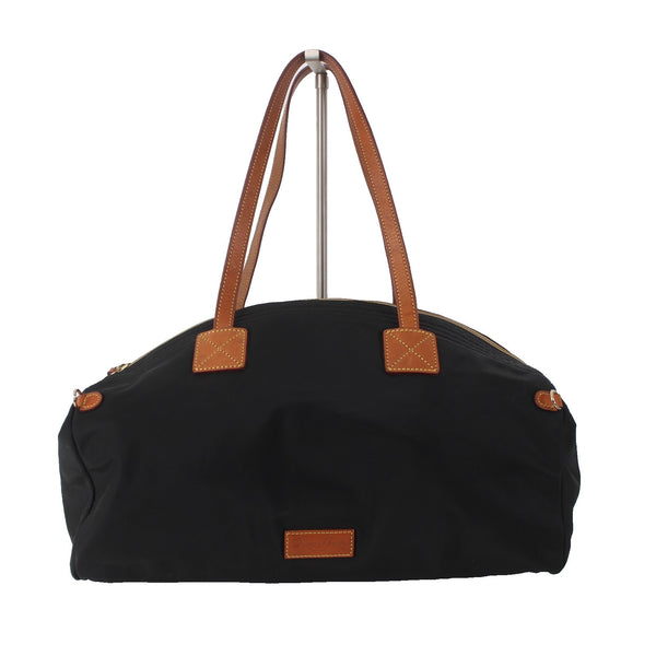 Dooney Bourke Duffle 18 x 10 x 10 Black Tan Inner Pockets Canvas Leather Tote