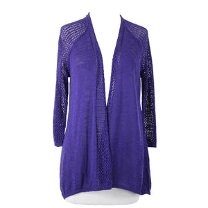Chicos NEW $89 Cassandra Sz 1 African Amethyst Purple Open Knit Lt Cotton Wrap