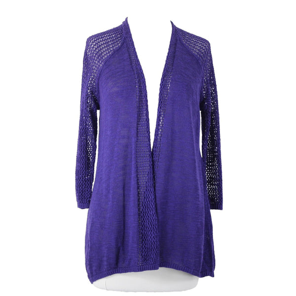 Chicos NEW $89 Cassandra Sz 1 African Amethyst Purple Open Knit Lt Cotton Wrap
