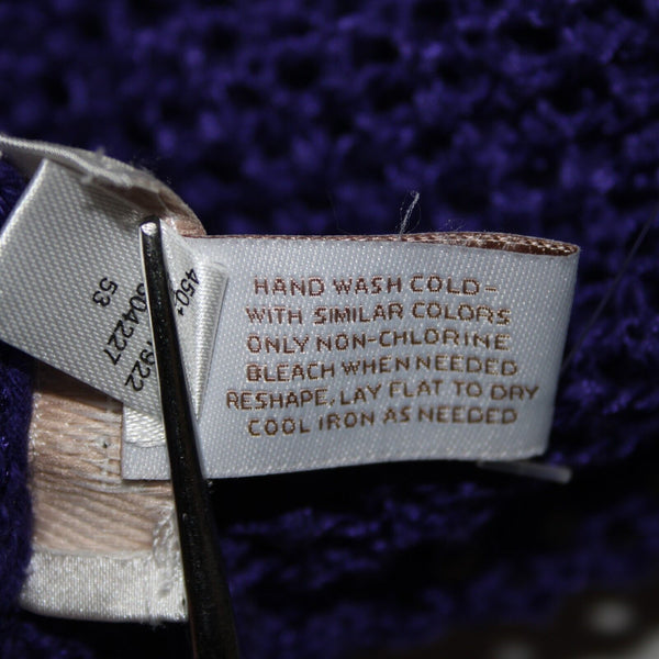 Chicos NEW $89 Cassandra Sz 1 African Amethyst Purple Open Knit Lt Cotton Wrap