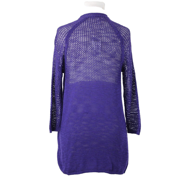 Chicos NEW $89 Cassandra Sz 1 African Amethyst Purple Open Knit Lt Cotton Wrap