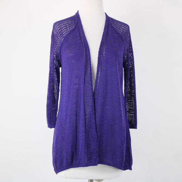 Chicos NEW $89 Cassandra Sz 1 African Amethyst Purple Open Knit Lt Cotton Wrap