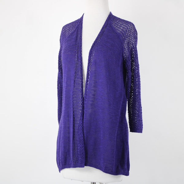 Chicos NEW $89 Cassandra Sz 1 African Amethyst Purple Open Knit Lt Cotton Wrap