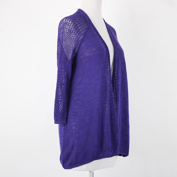 Chicos NEW $89 Cassandra Sz 1 African Amethyst Purple Open Knit Lt Cotton Wrap