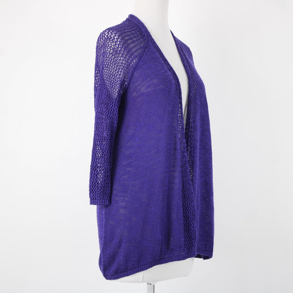 Chicos NEW $89 Cassandra Sz 1 African Amethyst Purple Open Knit Lt Cotton Wrap
