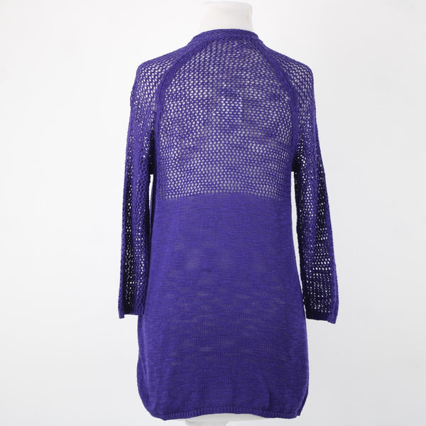 Chicos NEW $89 Cassandra Sz 1 African Amethyst Purple Open Knit Lt Cotton Wrap