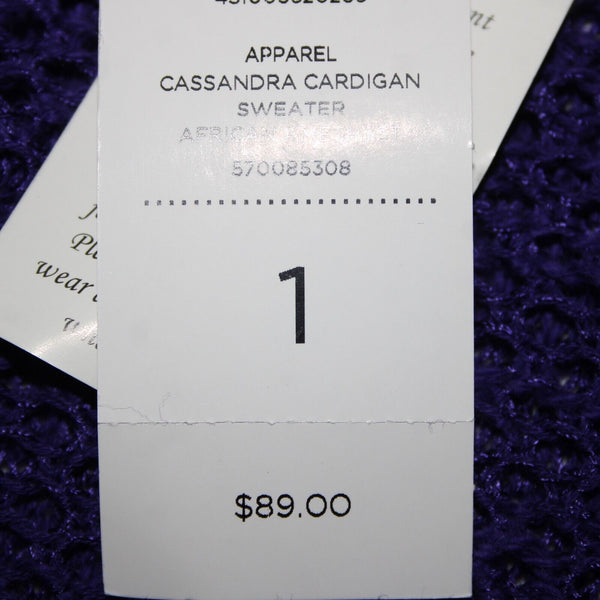 Chicos NEW $89 Cassandra Sz 1 African Amethyst Purple Open Knit Lt Cotton Wrap