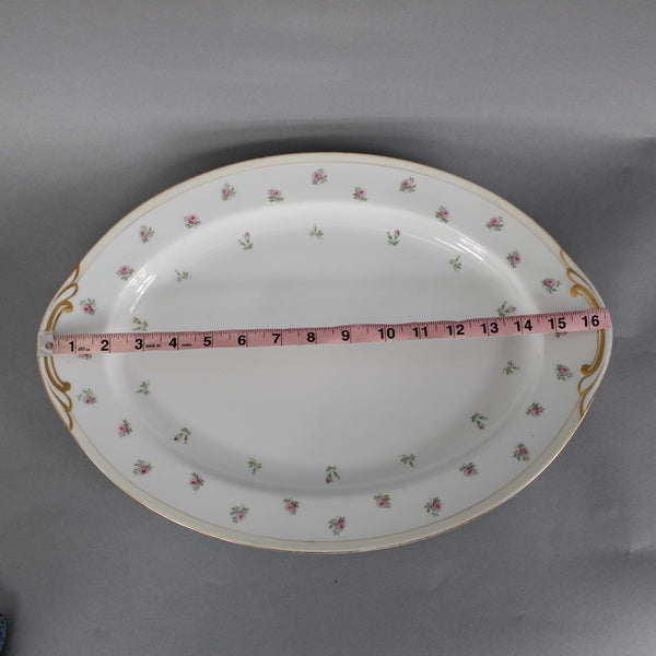 Aichi Occupied Platter 16" White Gold Multi Color Floral Japan Platter