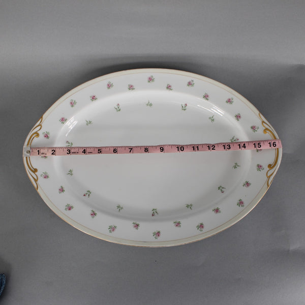 Aichi Occupied Platter 16" White Gold Multi Color Floral Japan Platter