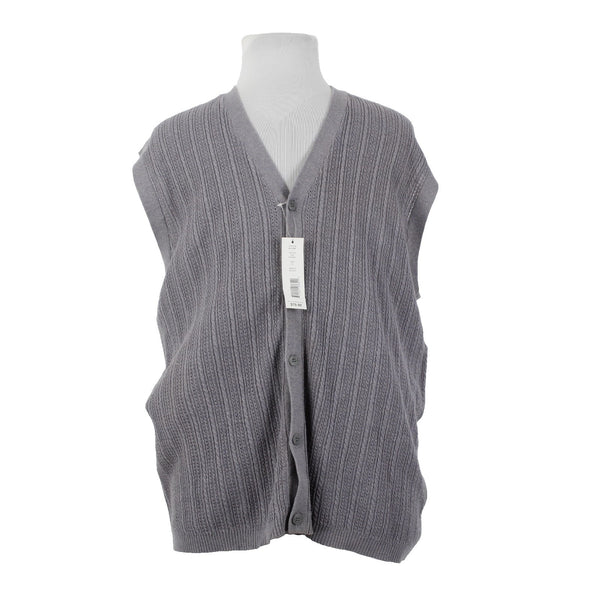 Perry Ellis Vest NEW $80 Sz XL Flannel Gray Ribbed Button Down V Neck Rayon Vest