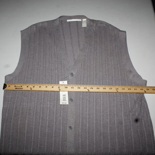 Perry Ellis Vest NEW $80 Sz XL Flannel Gray Ribbed Button Down V Neck Rayon Vest