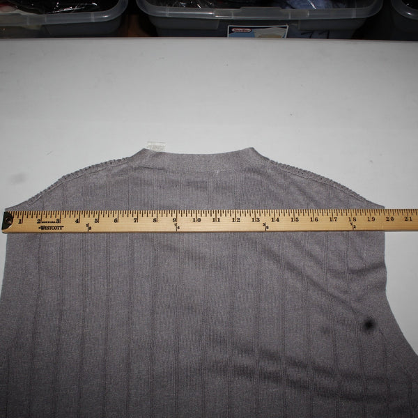 Perry Ellis Vest NEW $80 Sz XL Flannel Gray Ribbed Button Down V Neck Rayon Vest