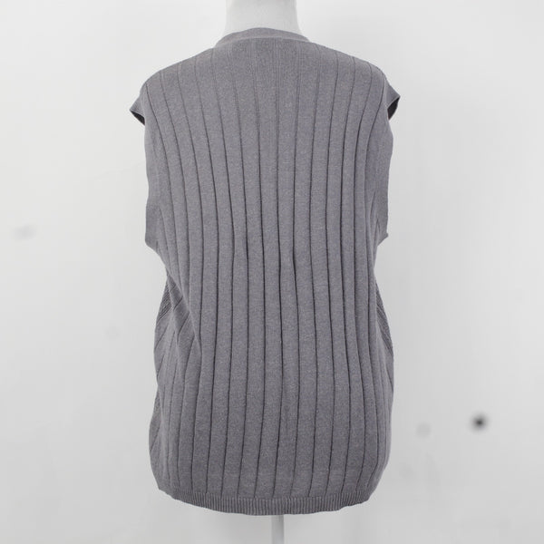 Perry Ellis Vest NEW $80 Sz XL Flannel Gray Ribbed Button Down V Neck Rayon Vest