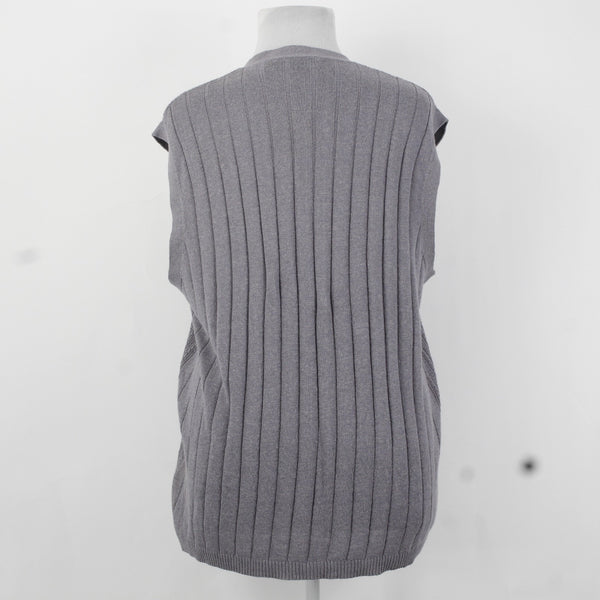 Perry Ellis Vest NEW $80 Sz XL Flannel Gray Ribbed Button Down V Neck Rayon Vest