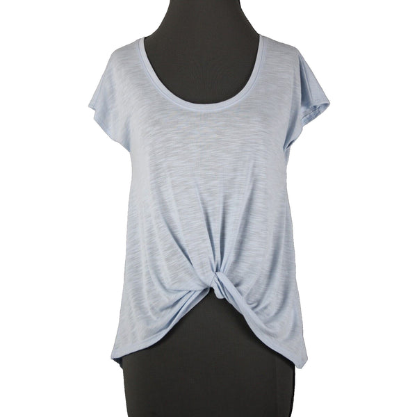 Pure Good Anthropologie NEW $38 Sz S Sky Blue Twist Front Polyester Rayon Top