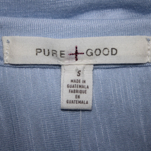 Pure Good Anthropologie NEW $38 Sz S Sky Blue Twist Front Polyester Rayon Top