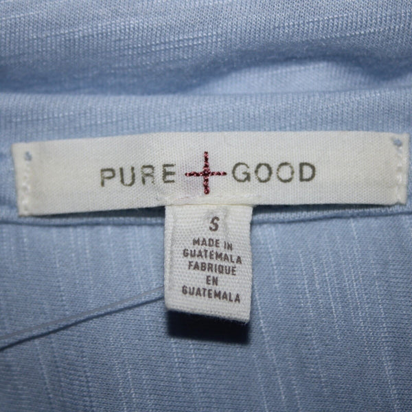 Pure Good Anthropologie NEW $38 Sz S Sky Blue Twist Front Polyester Rayon Top