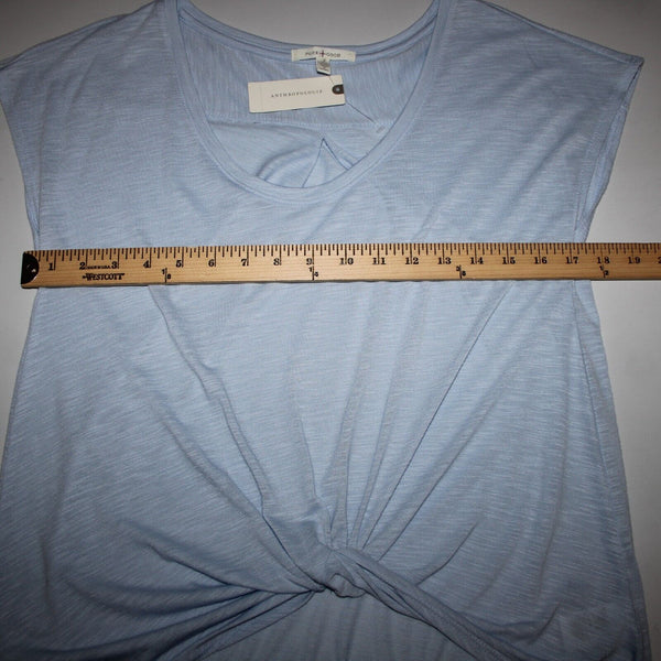 Pure Good Anthropologie NEW $38 Sz S Sky Blue Twist Front Polyester Rayon Top