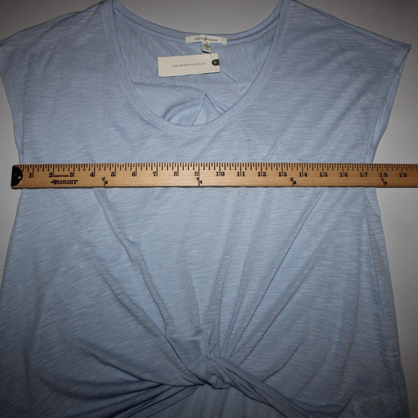 Pure Good Anthropologie NEW $38 Sz S Sky Blue Twist Front Polyester Rayon Top