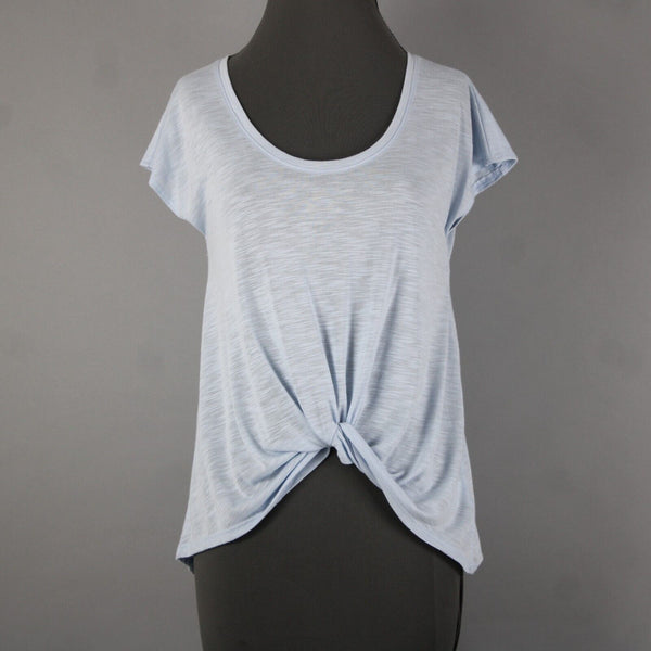 Pure Good Anthropologie NEW $38 Sz S Sky Blue Twist Front Polyester Rayon Top
