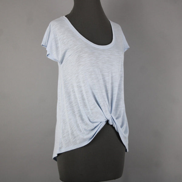 Pure Good Anthropologie NEW $38 Sz S Sky Blue Twist Front Polyester Rayon Top