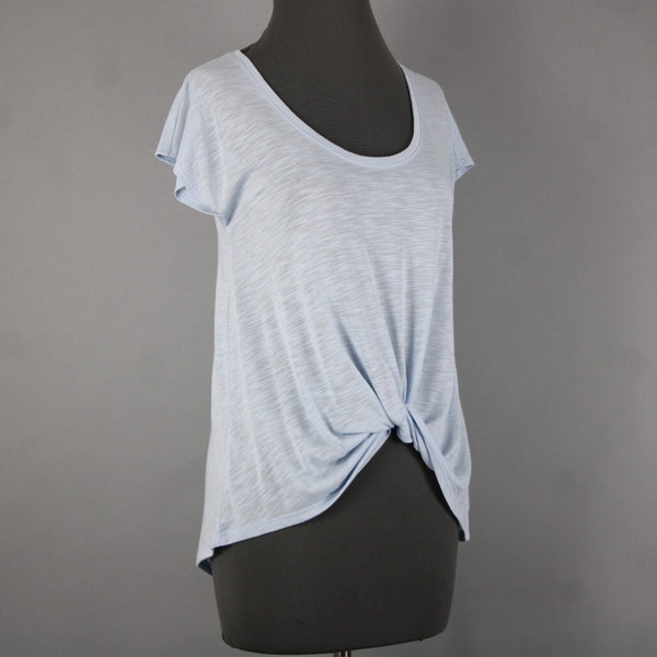 Pure Good Anthropologie NEW $38 Sz S Sky Blue Twist Front Polyester Rayon Top