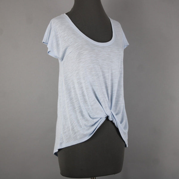 Pure Good Anthropologie NEW $38 Sz S Sky Blue Twist Front Polyester Rayon Top