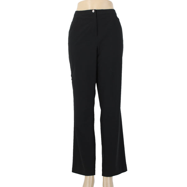 Chicos Zenergy Pant Sz 1 x 31 Reg Black Pockets Polyester Spandex Pant