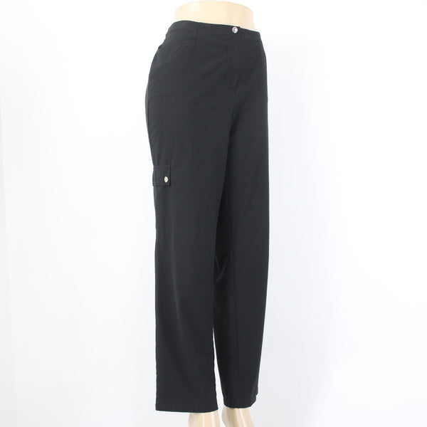 Chicos Zenergy Pant Sz 1 x 31 Reg Black Pockets Polyester Spandex Pant