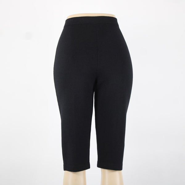 St John Sz 4 x 16 Black Elastic Waist Santana Knit  Bermuda Walking Shorts