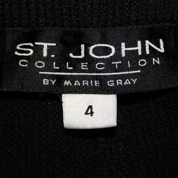 St John Sz 4 x 16 Black Elastic Waist Santana Knit  Bermuda Walking Shorts