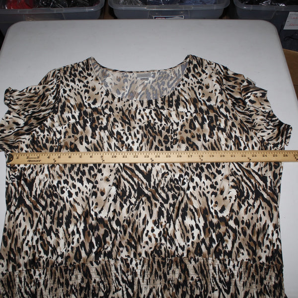 Avenue Dress Sz 30/32 Brown Blue Multi Color Animal Printed Unlined Poly Spandex